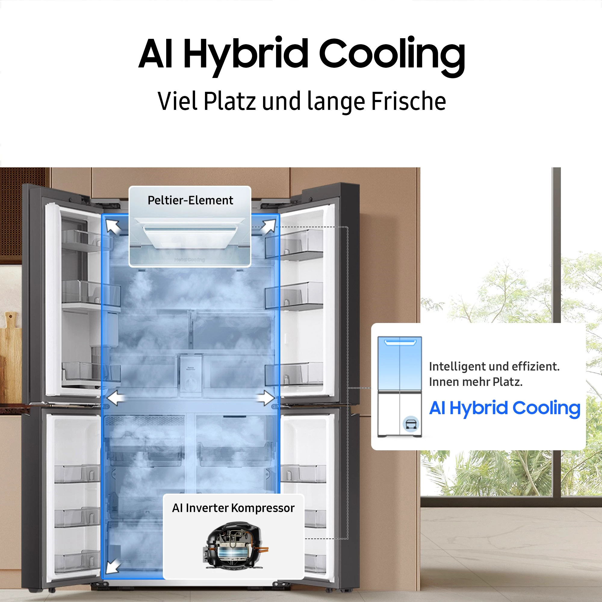 Samsung French Door RM94F RM90F67CECEF, 185,3 cm hoch, 91,2 cm breit