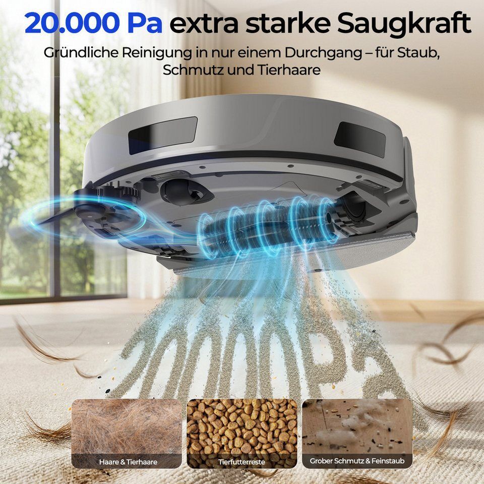 redroad Nass-Trocken-Saugroboter Saugroboter mit Wischfunktion 20.000Pa Absaugst