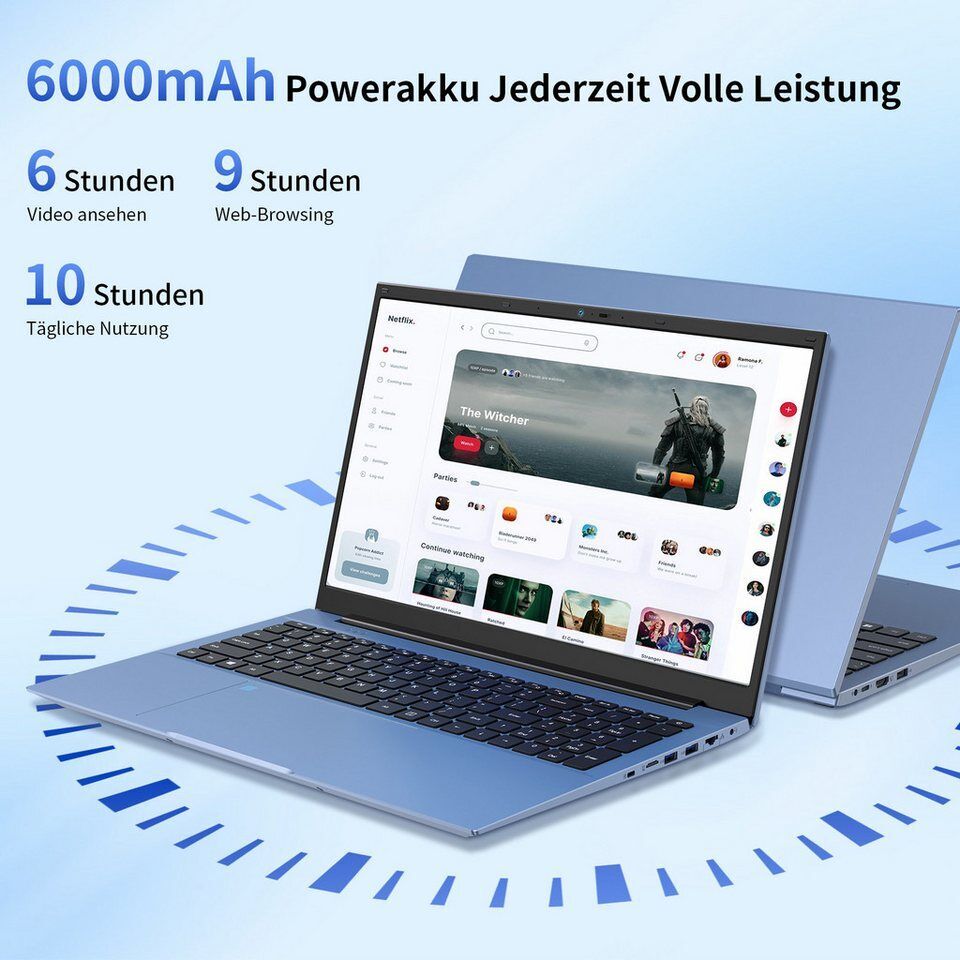 LONGEVINCE Full HD Business-Notebook, 16GB RAM Notebook (43,94 cm/17.3 Zoll, Int