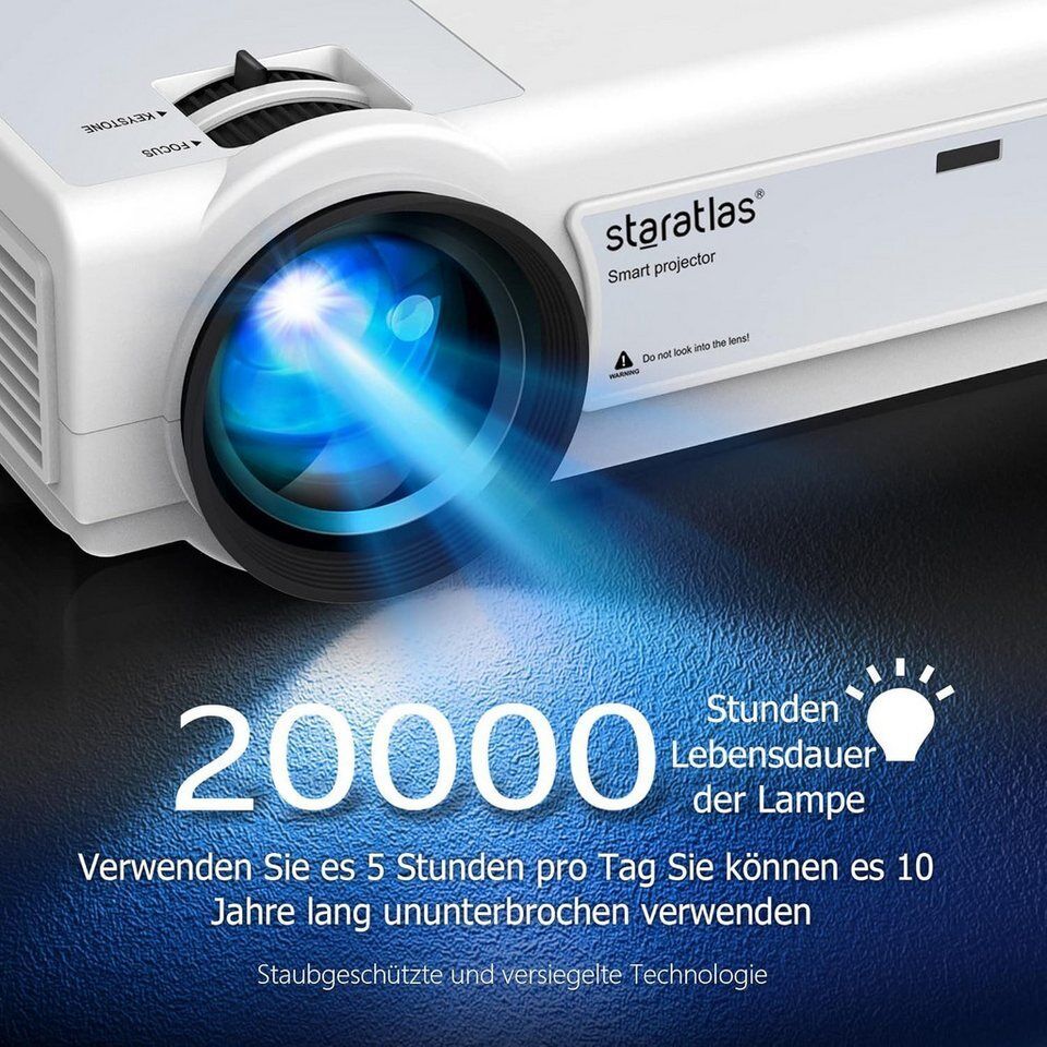 Vivitar Mini-Projektor Full HD 1080P, 12.000 Lumen, 300-Zoll-Projektor LED-Beame