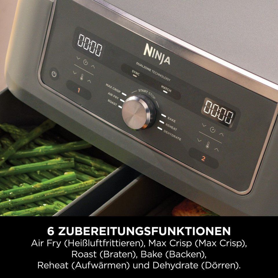 NINJA Heißluftfritteuse Ninja MAX 6-in-1 Dual Zone Air Fryer 9.5L DZ400EU, 2470