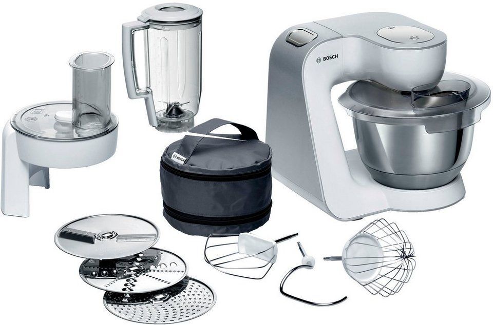 BOSCH Küchenmaschine Serie 4 MUM58W20, Mixer, Durchlaufschnitzler, 3 Scheiben, w