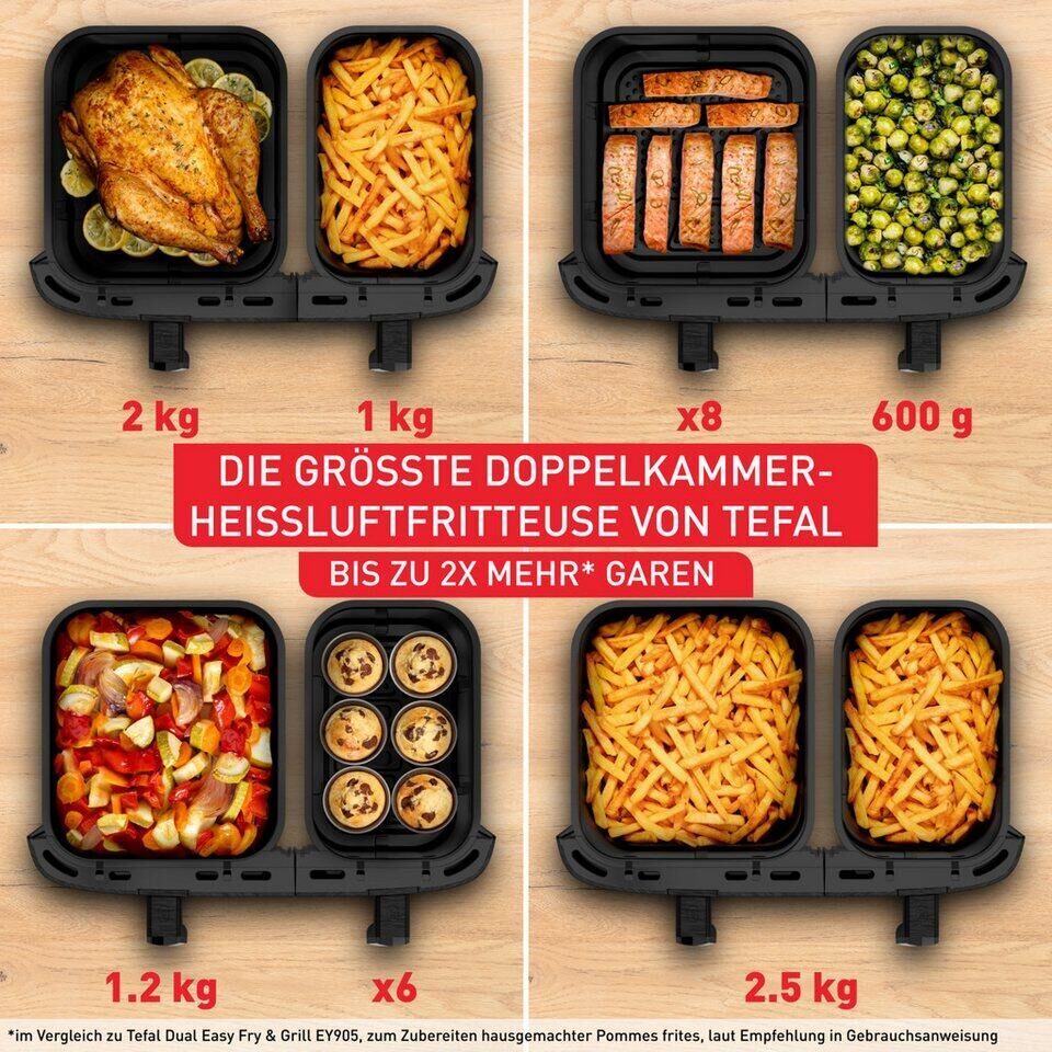 Tefal Heißluftfritteuse Dual Easy Fry XXL, 2 Schubladen, 6,5l + 4,5l, 7 Programm