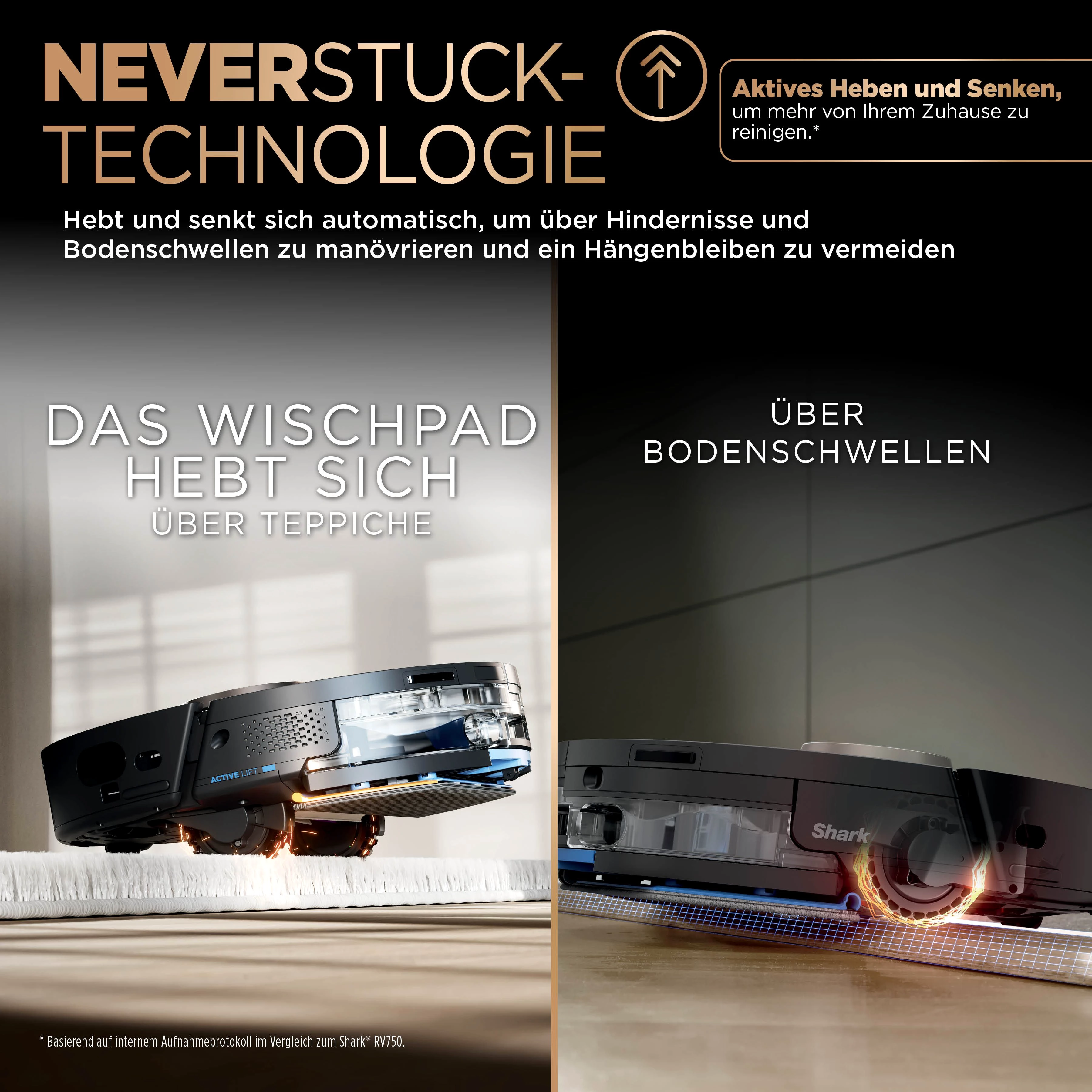 Shark Nass-Trocken-Saugroboter PowerDetect NeverTouch Pro2-in-1 Saug- und Wischroboter RV2800ZEEU