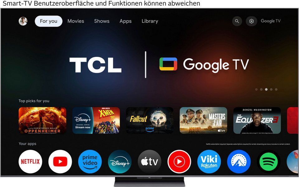 TCL 65Q8CX7 Mini-LED-Fernseher (164 cm/65 Zoll, 4K Ultra HD, Google TV, Smart-TV