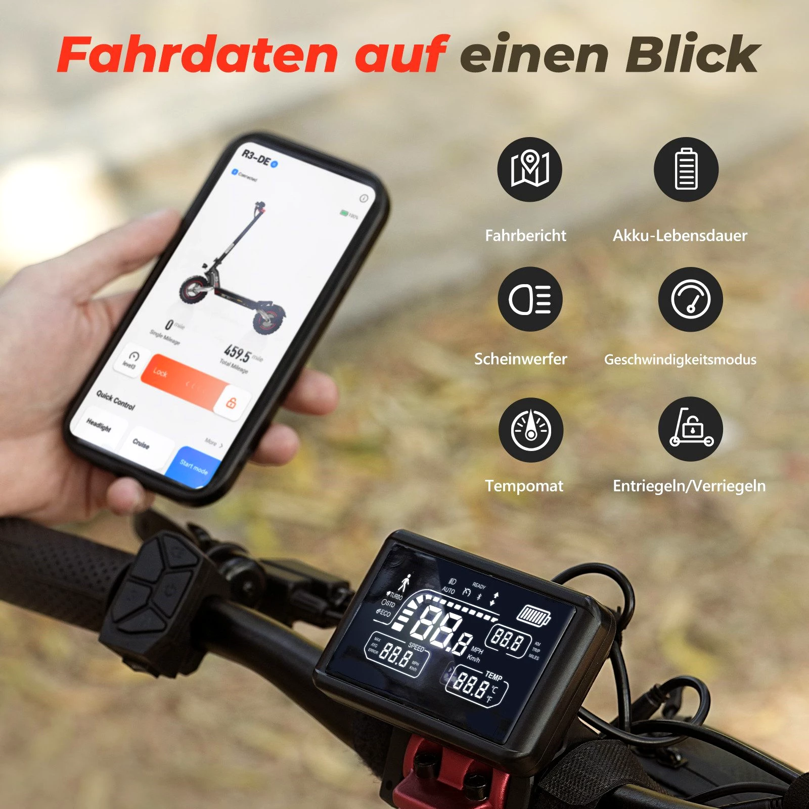iscooter E-Scooter 10 Zoll Offroad Elektroroller mit Straßenzulassung 80-100km Reichweite, 500