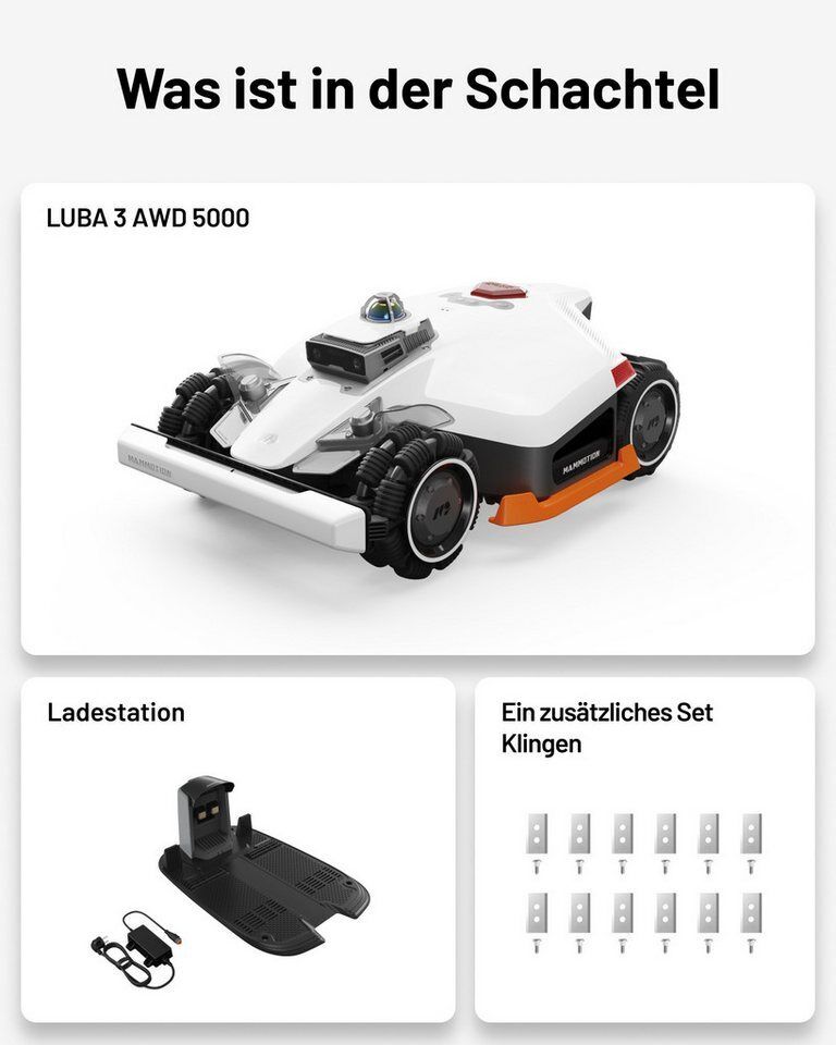 Mammotion Rasenmähroboter LUBA 3 AWD 5000 Mähroboter ohne Begrenzungskabel, bis
