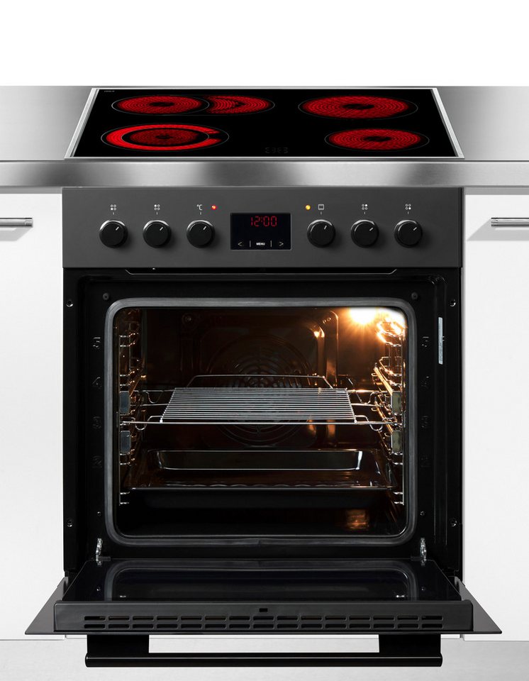 Amica Elektro-Herd-Set EHC 12921 SM, mit Backauszug, Komfortables Kochen und Bac