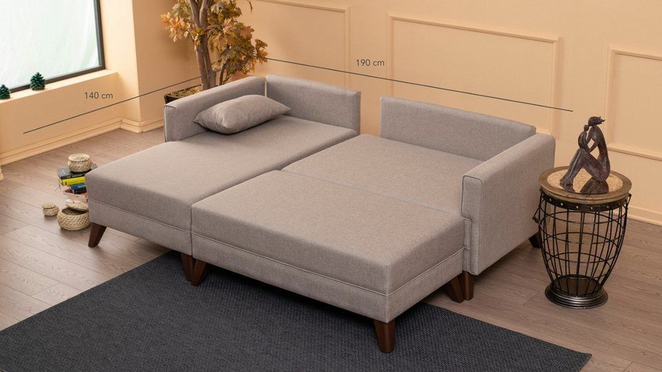 Myhomelando Ecksofa Bella, Schlaffunktion durch Hocker