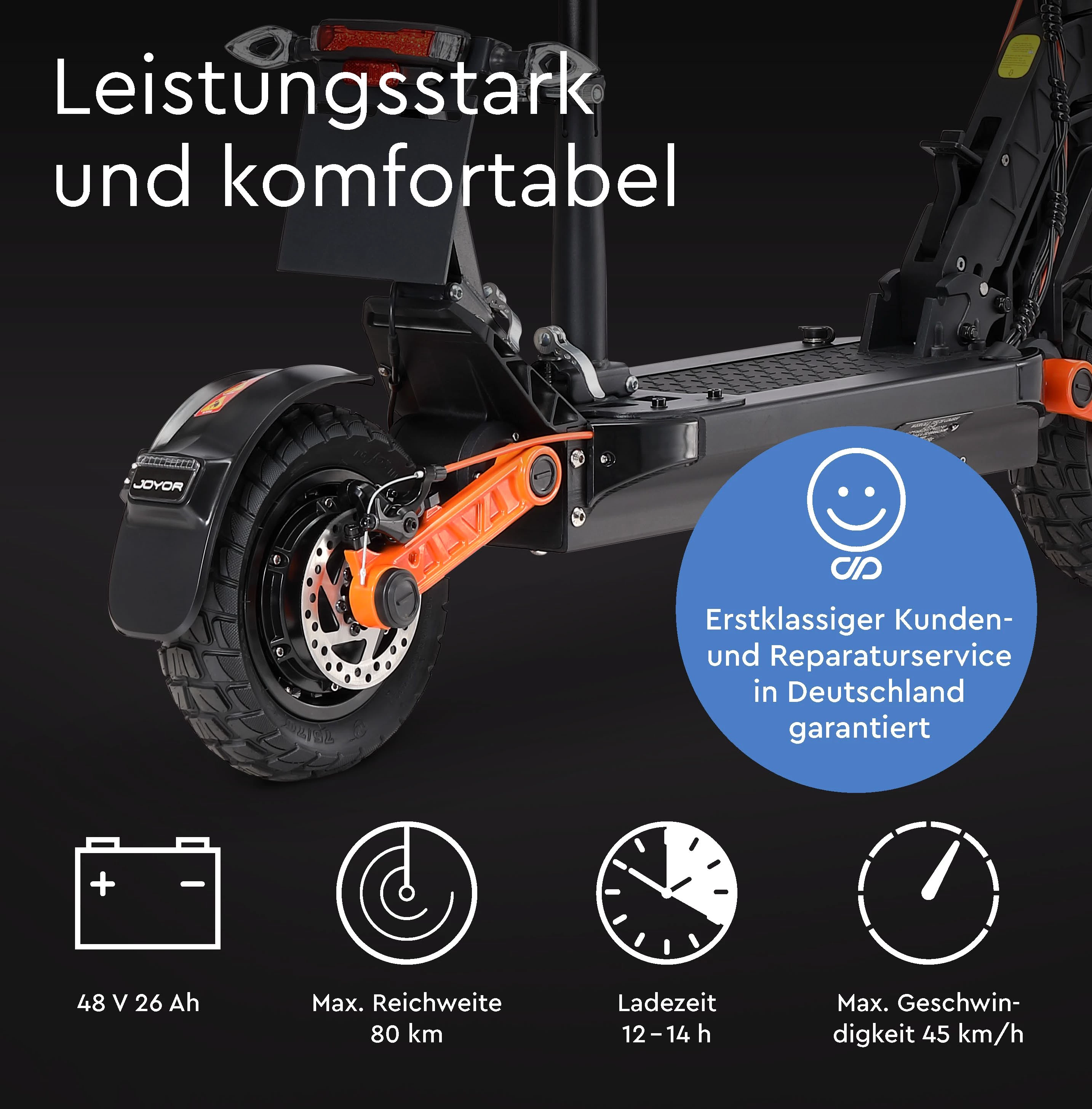 JOYOR E-Mofaroller S8E Elektroroller mit Straßenzulassung Sitz 45 km/h klappbar offroad, 45 km/h