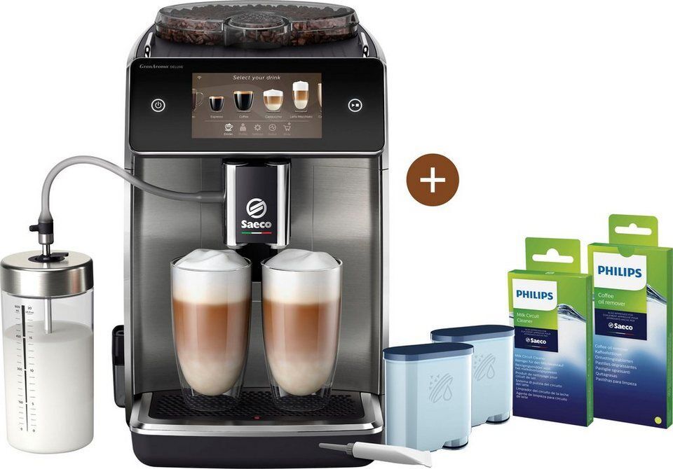 Saeco Kaffeevollautomat Saeco GranAroma Deluxe SM6685/00, Pflegeset CA6707/10 im