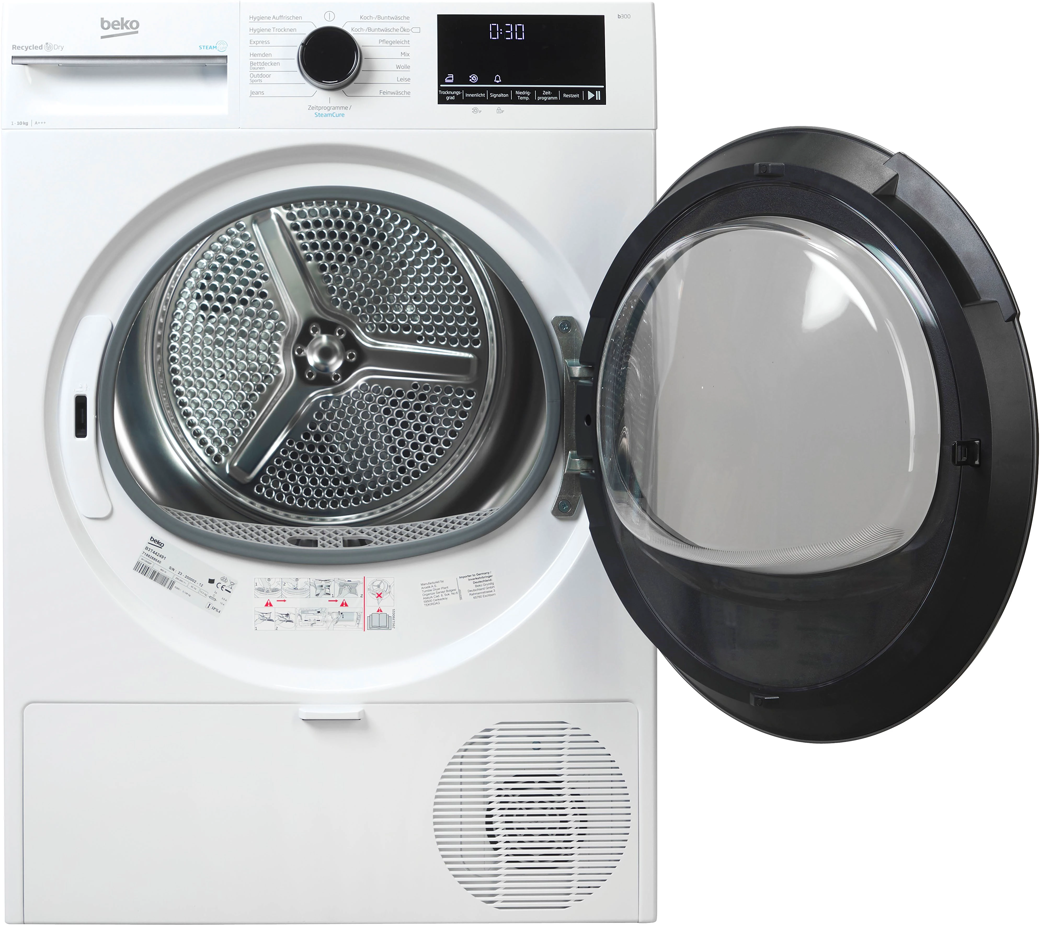 BEKO Wärmepumpentrockner B3T442491, 10 kg, mit Wärmepumpentechnologie, SteamCure, Silent Programm