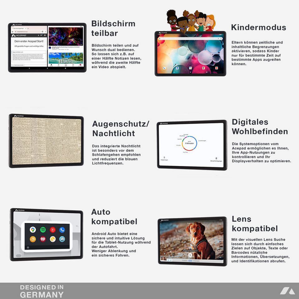 Acepad A151 Full-HD+ Tablet, LTE+WLAN, Performance T616 Prozessor Tablet (10.1",