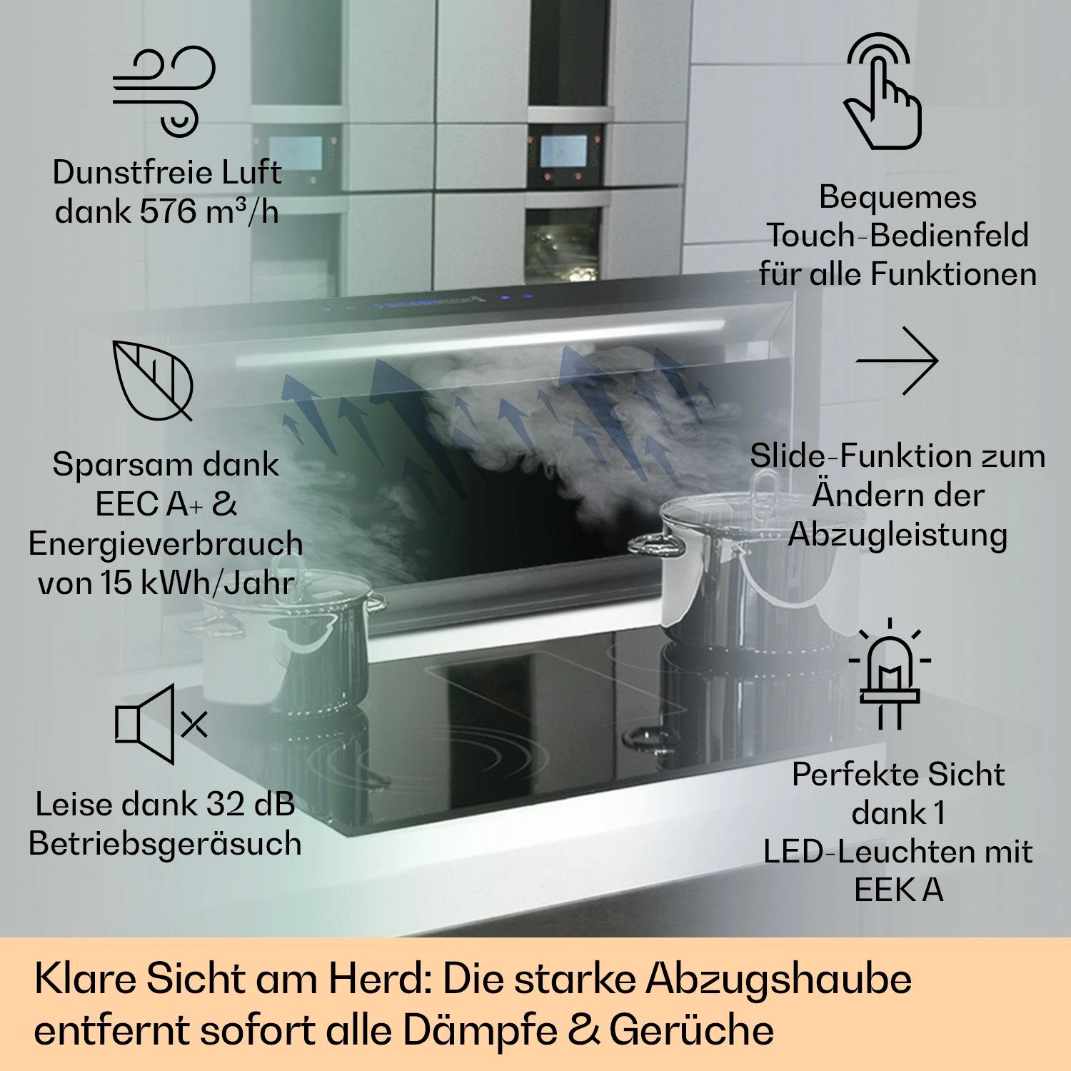 Klarstein Deckenhaube Royal Flush Eco Serie CGCH3-RoyalFlush90-E Royal Flush Eco