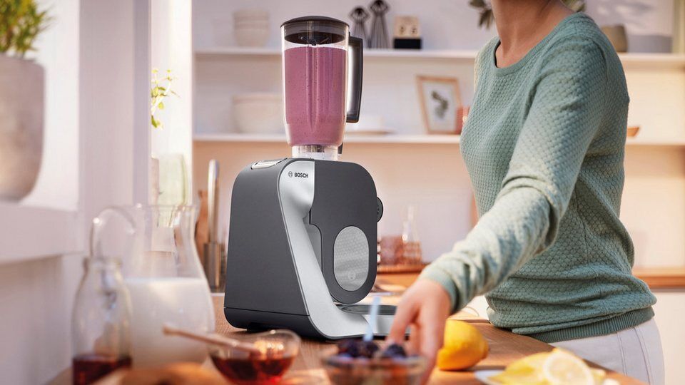 BOSCH Küchenmaschine MUM5935B Durchlaufschnitzler, 3 Scheiben, Mixer, silber, 10
