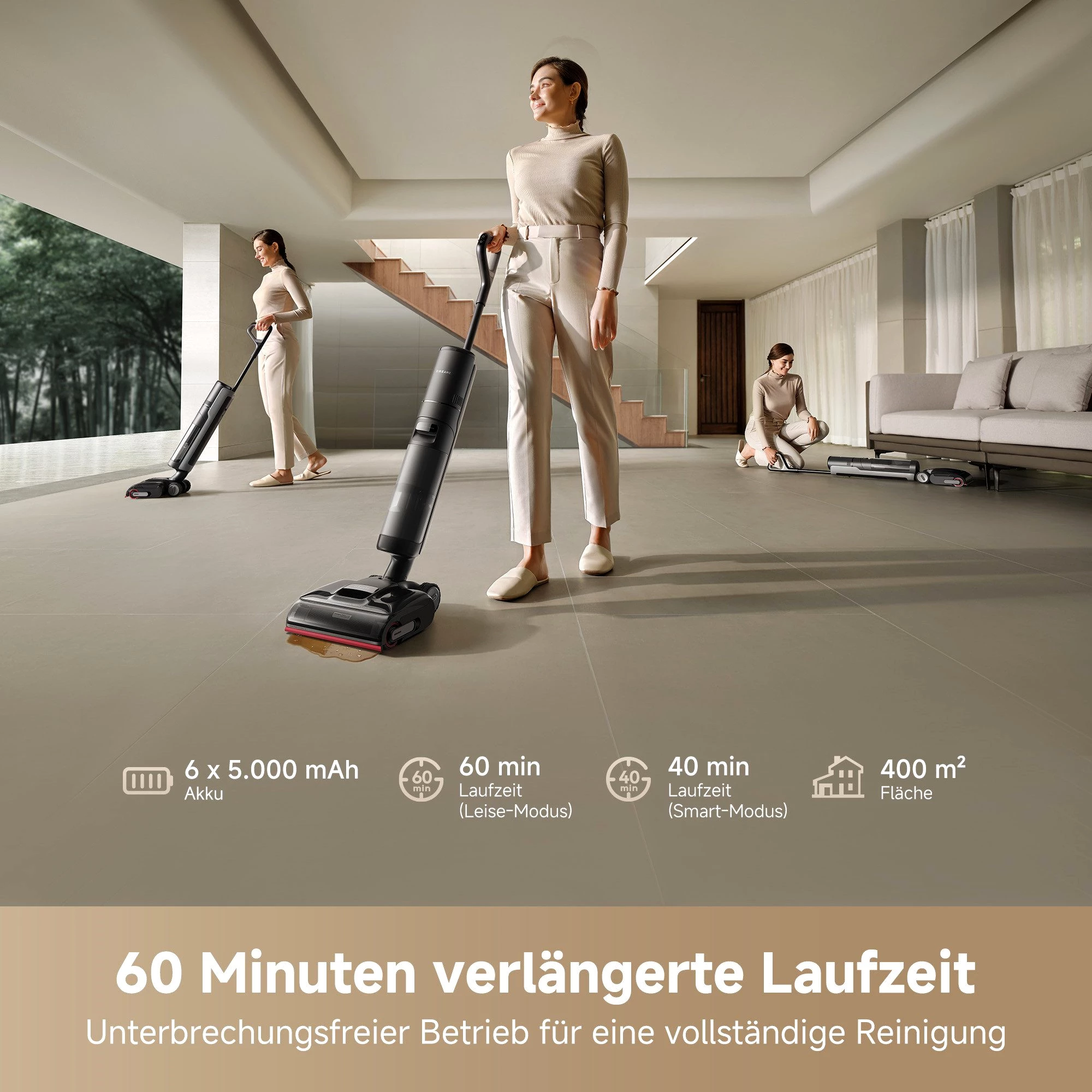 Dreame Nass-Trocken-Sauger H15 Pro, 21.000 Pa Saugkraft, GapFree,180°-Design, Selbstreinigung