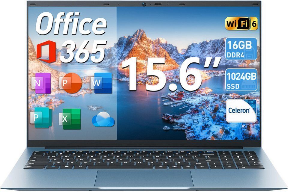 MENGHU 15,6" FHD 180° Business Laptop 16GB RAM 1TB SSD WiFi 6 Windows 11 PRO Not