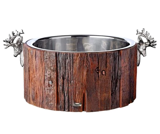 EDZARD Eiseimer Kennigton, Hirschkopf-Griffe, recyceltes Teakholz, Edelstahl, Ø 47 cm