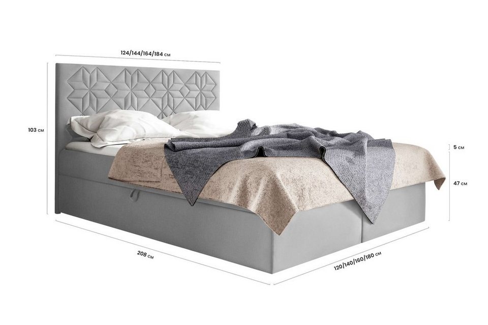 99rooms Boxspringbett Montana (Schlafzimmerbett, Bett), 120/140/160/180/200x200,