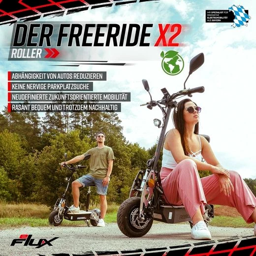eFlux E-Scooter Freeride X2 Elektro Roller mit Straßenzulassung klappbar, 2500,00 W, 45,00 km/h