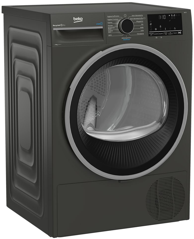 BEKO Wärmepumpentrockner Manhattan Gray B3T22491M, Dampffunktion, Silent-Program