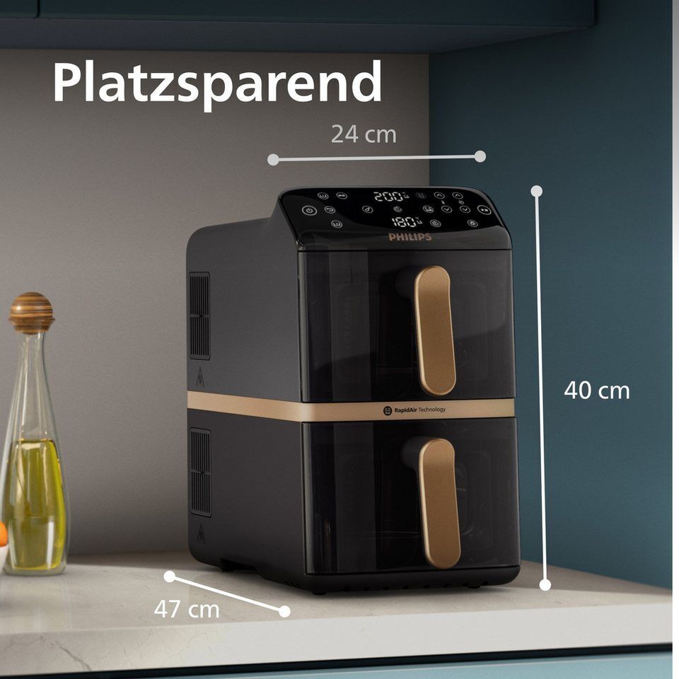 Philips Heißluftfritteuse NA462/70 4000 Series Stacked Dual Basket und 10L Kapaz