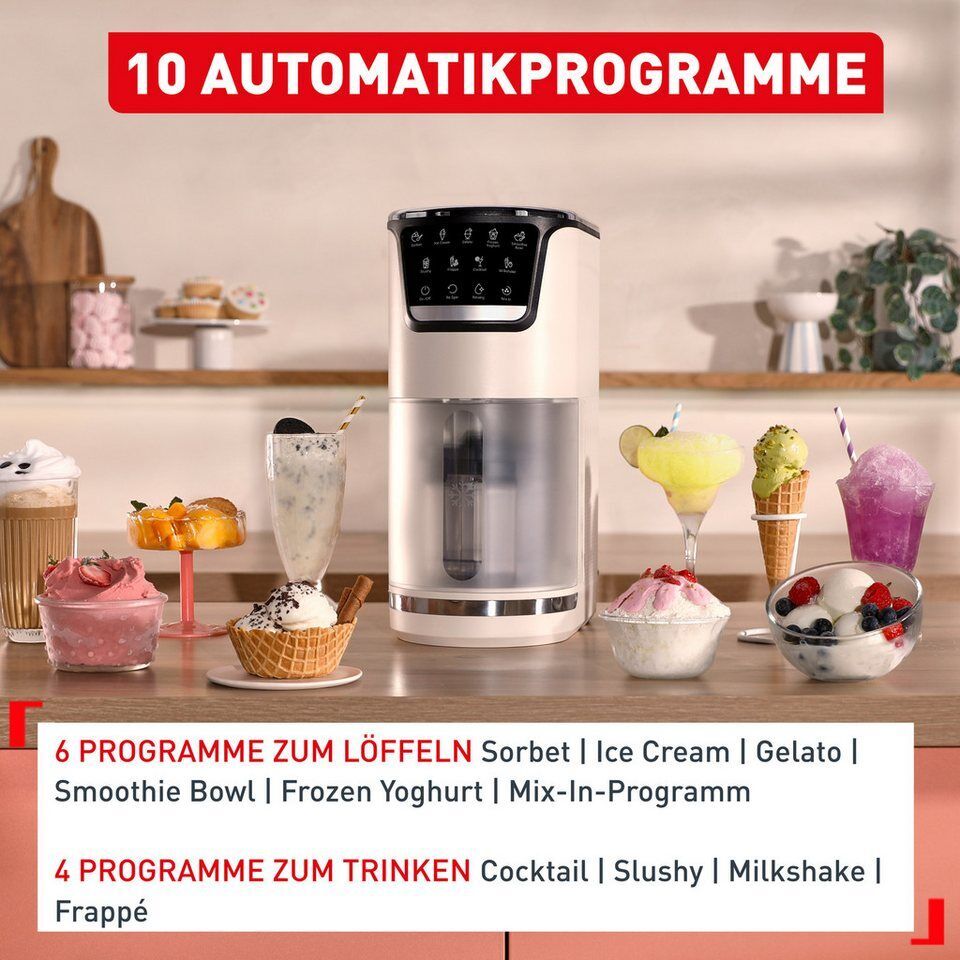 Tefal Eismaschine Dolci, 1,4 l, 600 W, 10 Programme, automatisches Reinigungspro