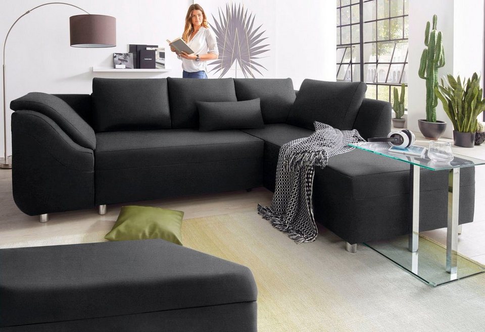 COLLECTION AB Ecksofa Sally L-Form, mit und ohne Bettfunktion, inklusive loser R
