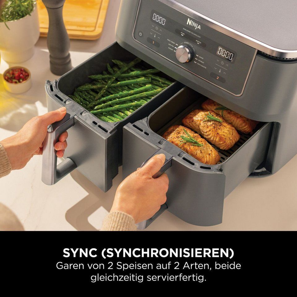 NINJA Heißluftfritteuse Ninja MAX 6-in-1 Dual Zone Air Fryer 9.5L DZ400EU, 2470