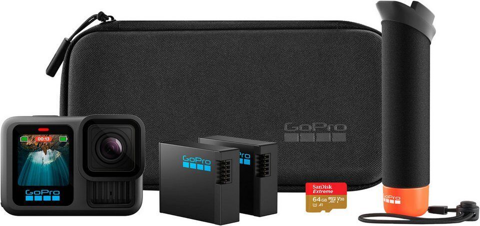 GoPro HERO13 Black + Zubehör-Bundle Action Cam (5,3K, Bluetooth, WLAN (Wi-Fi)