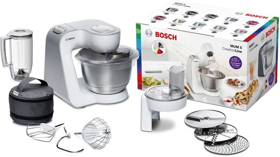 BOSCH Küchenmaschine Serie 4 MUM58W20, Mixer, Durchlaufschnitzler, 3 Scheiben, w