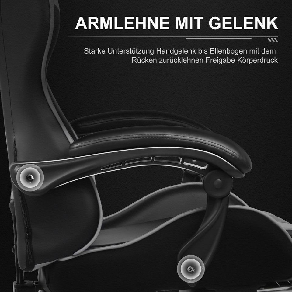 GTPLAYER Gaming-Stuhl Bürostuhl mit Massagefunktion, Fußstütze, Kopfstütze (Pack