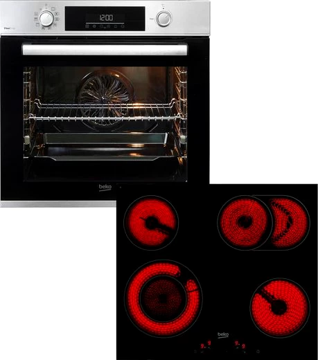 BEKO Backofen-Set BBSM12320XMPEF, mit 1-fach-Teleskopauszug, Pyrolyse-Selbstreinigung