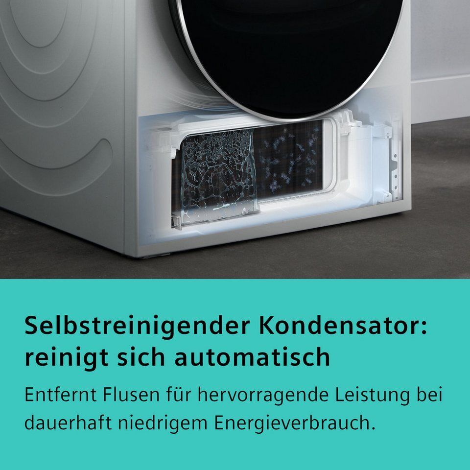 SIEMENS Wärmepumpentrockner iQ500 WQ45G2D00, Selbstreinigender Kondensator, Halb