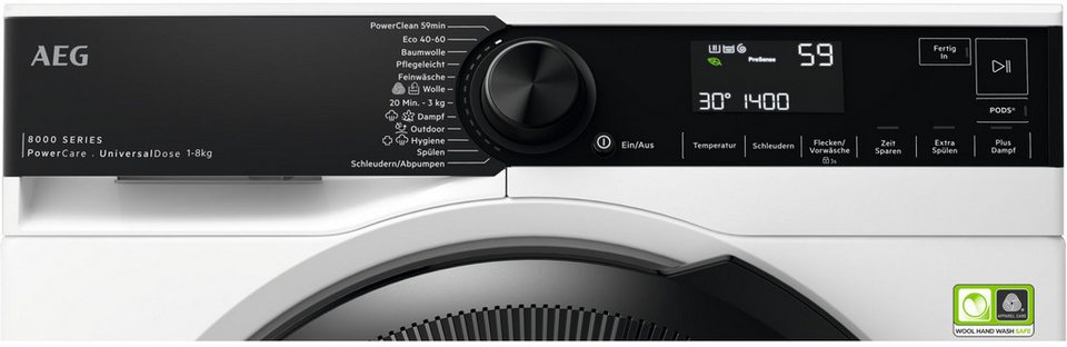 AEG Waschmaschine Serie 8000 LR8EG75480, 8 kg, 1400 U/min, UniversalDose: löst P