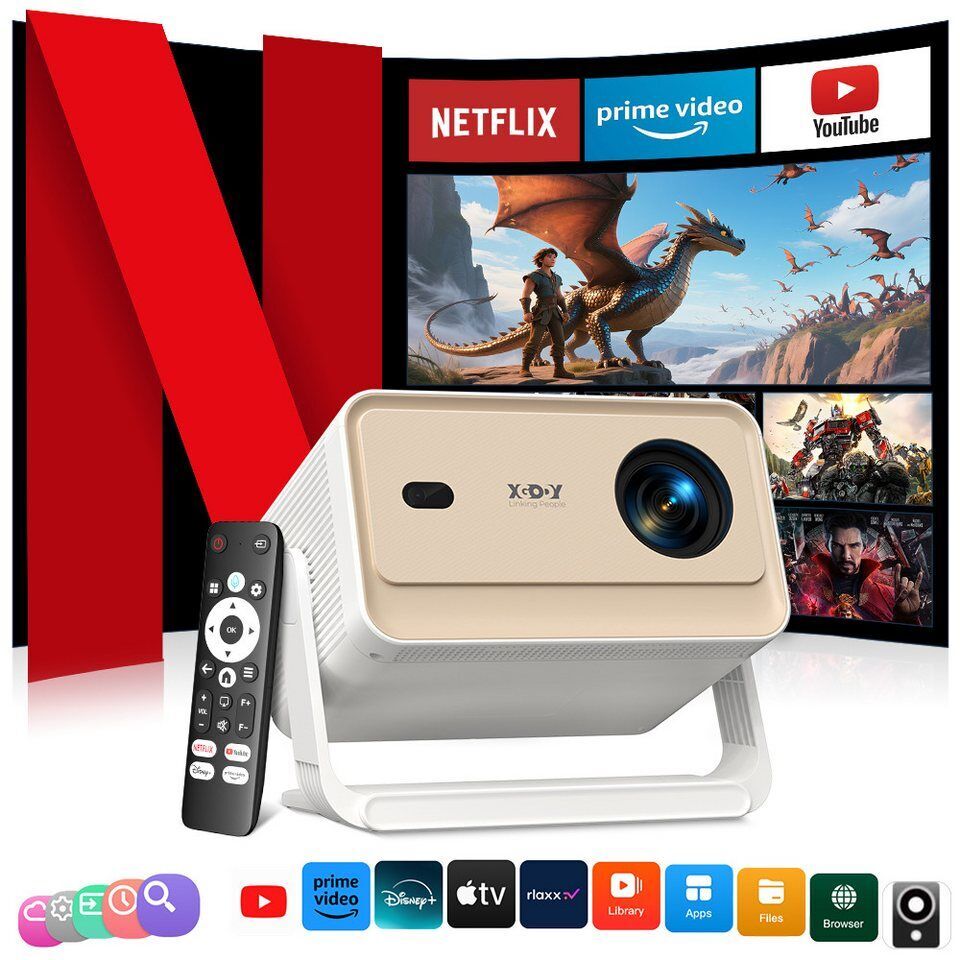 XGODY N6 Pro Beamer 4K Mit Netflix Zertifizierung(Autofokus) UHD-Beamer (25000 l