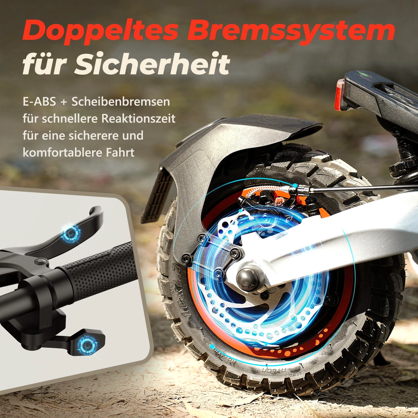 iscooter E-Scooter 10 Zoll Offroad Elektroroller mit Straßenzulassung 80-100km Reichweite, 500