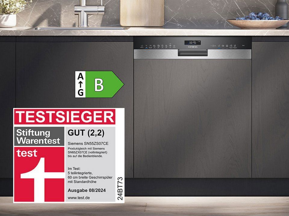 SIEMENS teilintegrierbarer Geschirrspüler iQ500 SN55ZS07CE, 14 Maßgedecke, Besse