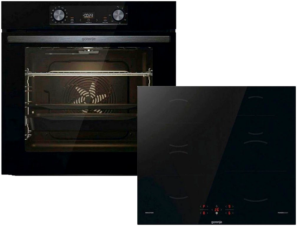 GORENJE Backofen-Set BLACKSET2, mit 1-fach-Teleskopauszug, Aqua Clean, AirFry-Funktion