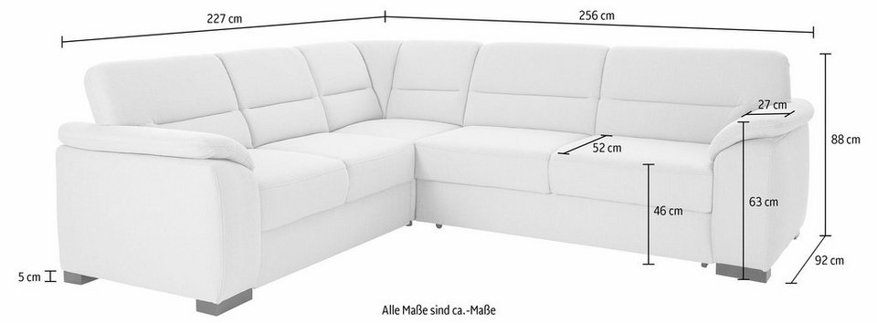 sit&more Ecksofa Montego L-Form, B: 256cm, wahlweise mit Bettfunktion und Schubk