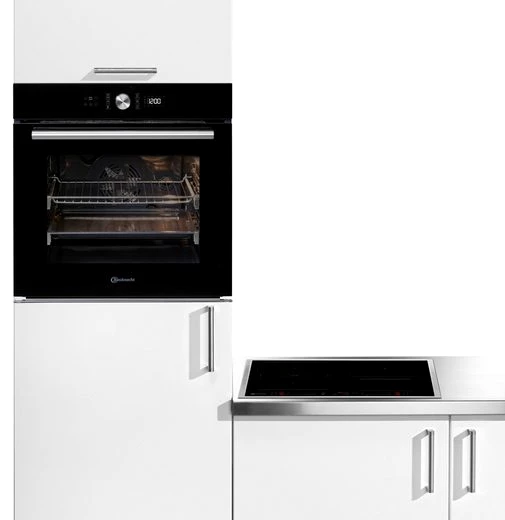 BAUKNECHT Backofen-Set BAKO 4 PF16 BLACK, mit 2-fach-Teleskopauszug, Pyrolyse-Selbstreinigung