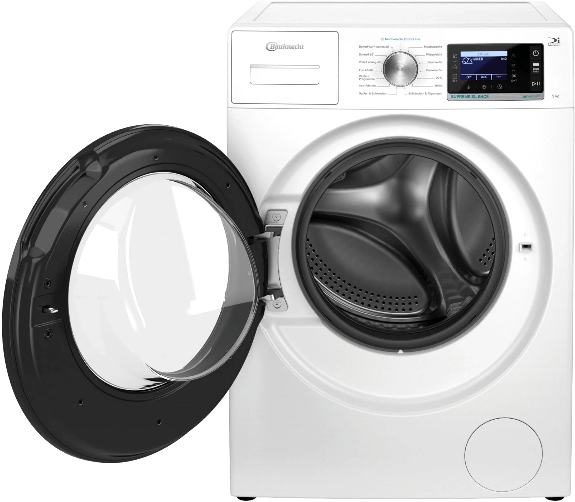 BAUKNECHT Waschmaschine B6R 98E SILENCE DE, 9 kg, 1400 U/min, Dampfprogramm, besonders leise