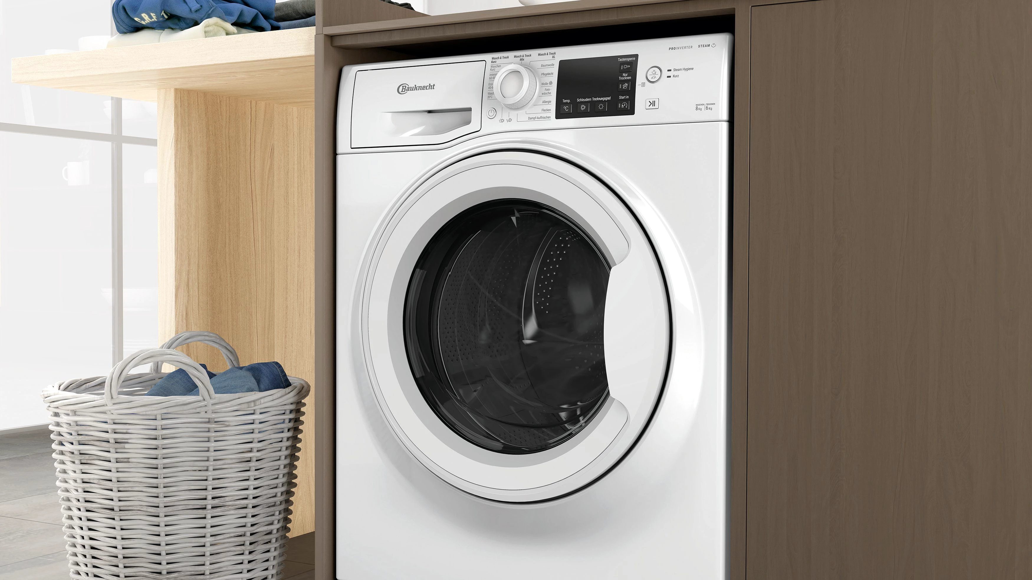 BAUKNECHT Waschtrockner WT SUPER ECO 86 43 N, 8 kg, 6 kg, 1400 U/min