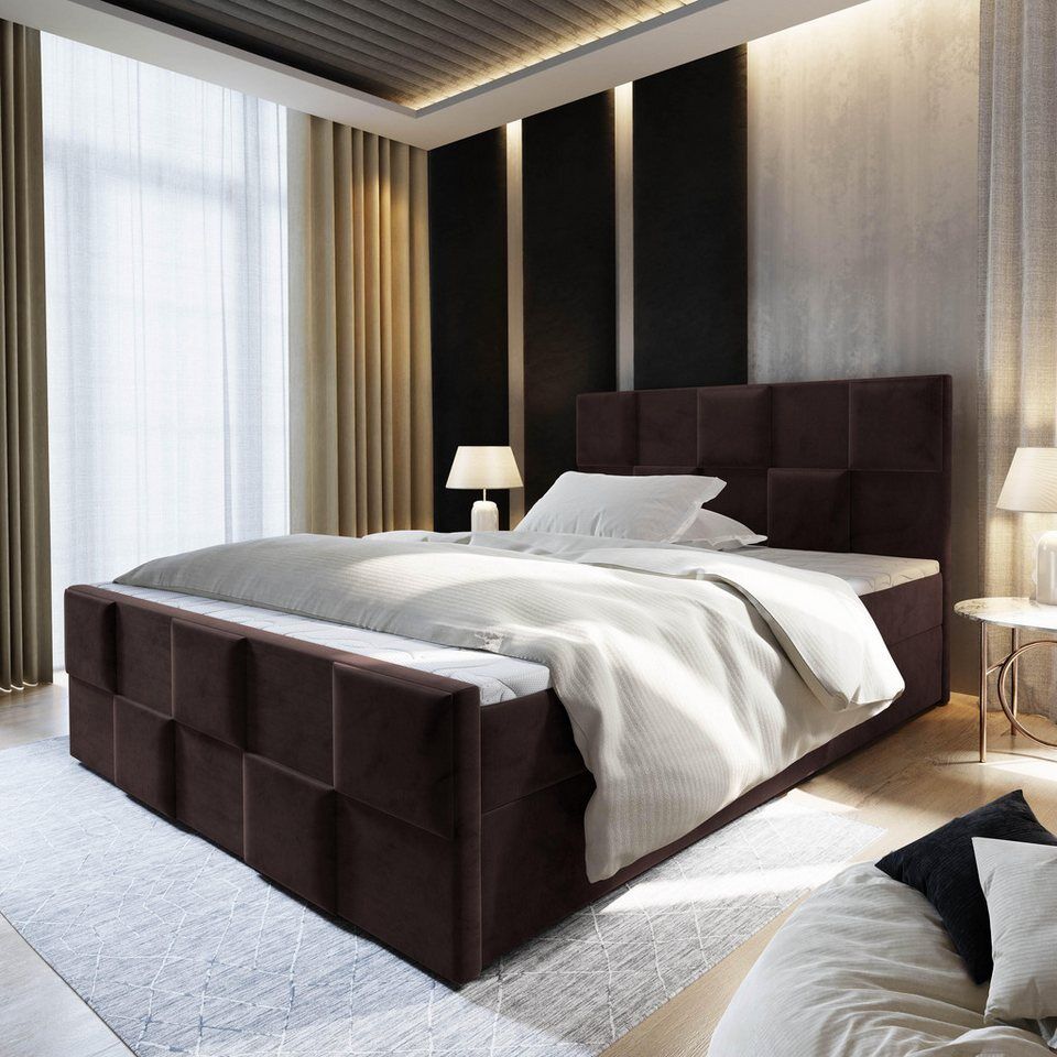Masseno Boxbett MONA 140x200 cm mit Bonell Matratze und Topper