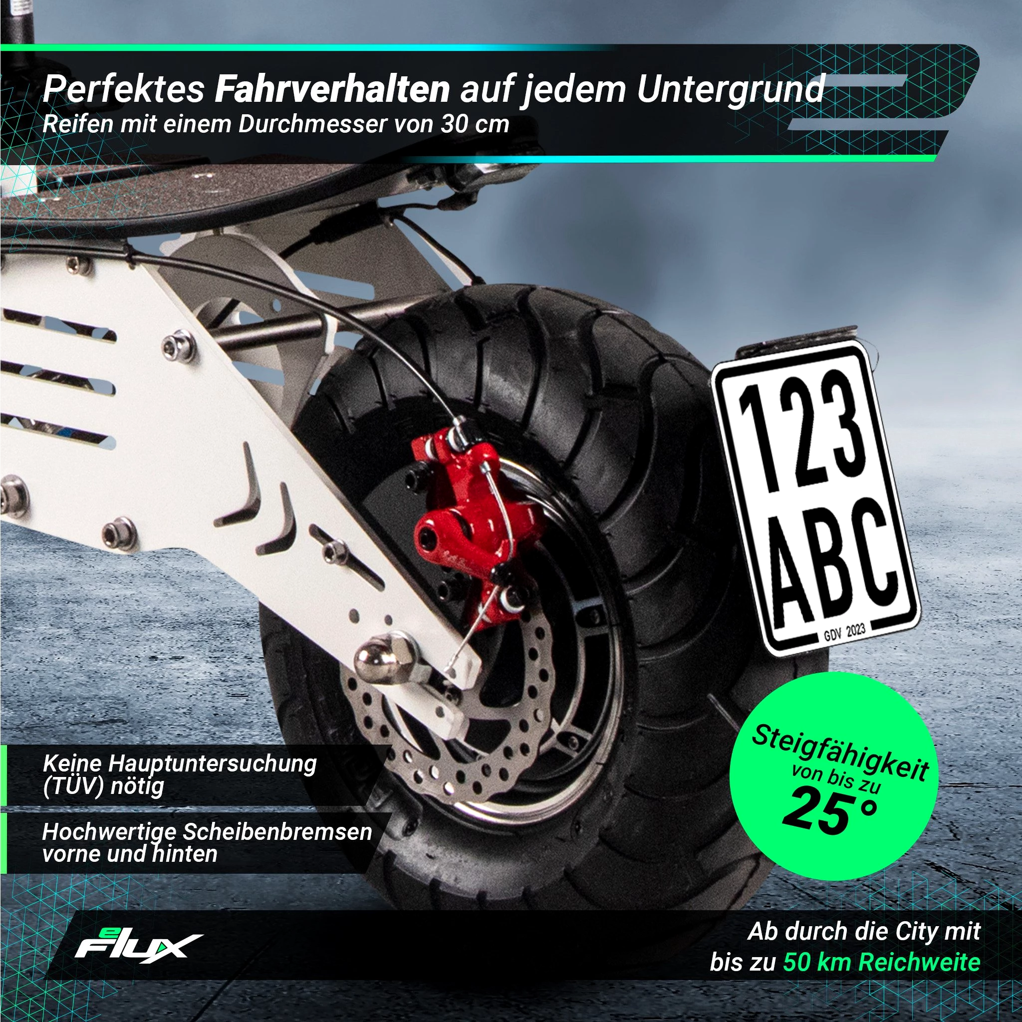 eFlux E-Scooter RS45 Elektro Roller mit Straßenzulassung klappbar, 2000,00 W, 45 km/h
