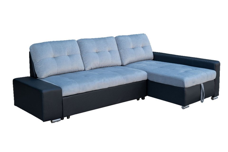 Happy Home Ecksofa Ecksofa Sofabett mit Stauraum und Bettfunktion schwarz Ledero