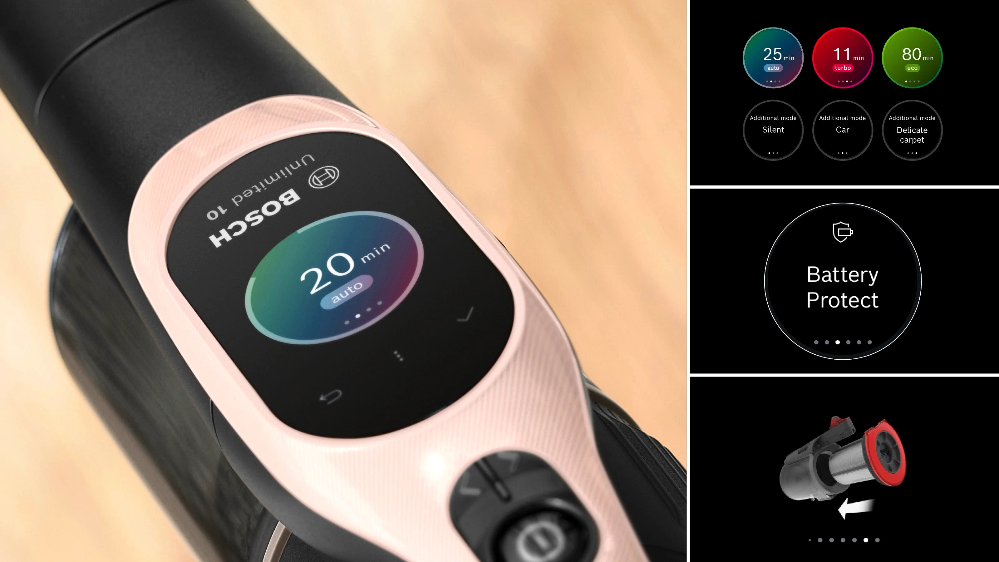 BOSCH Akku-Stielstaubsauger Unlimited 10 BKS1041RHF, MicroClean™ Technology, Display, Knickrohr