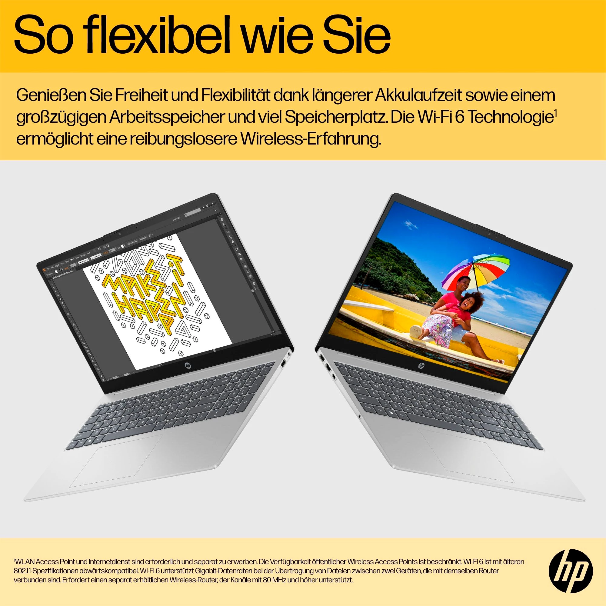 HP 15-fc0230ng Notebook (39,6 cm/15,6 Zoll, AMD Ryzen 3 7320U, Radeon Graphics, 512 GB SSD)