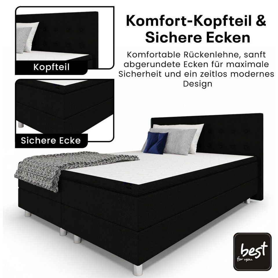 Best for Home Boxbett Neo Sawana Bonellfederkernmatratze mit 5 cm Topper (90x200