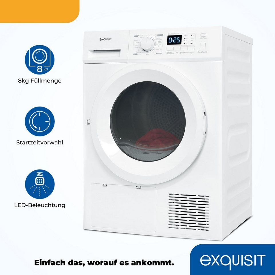 exquisit Wärmepumpentrockner TWP1001-030D weiss, für Haushalte mit großer Menge